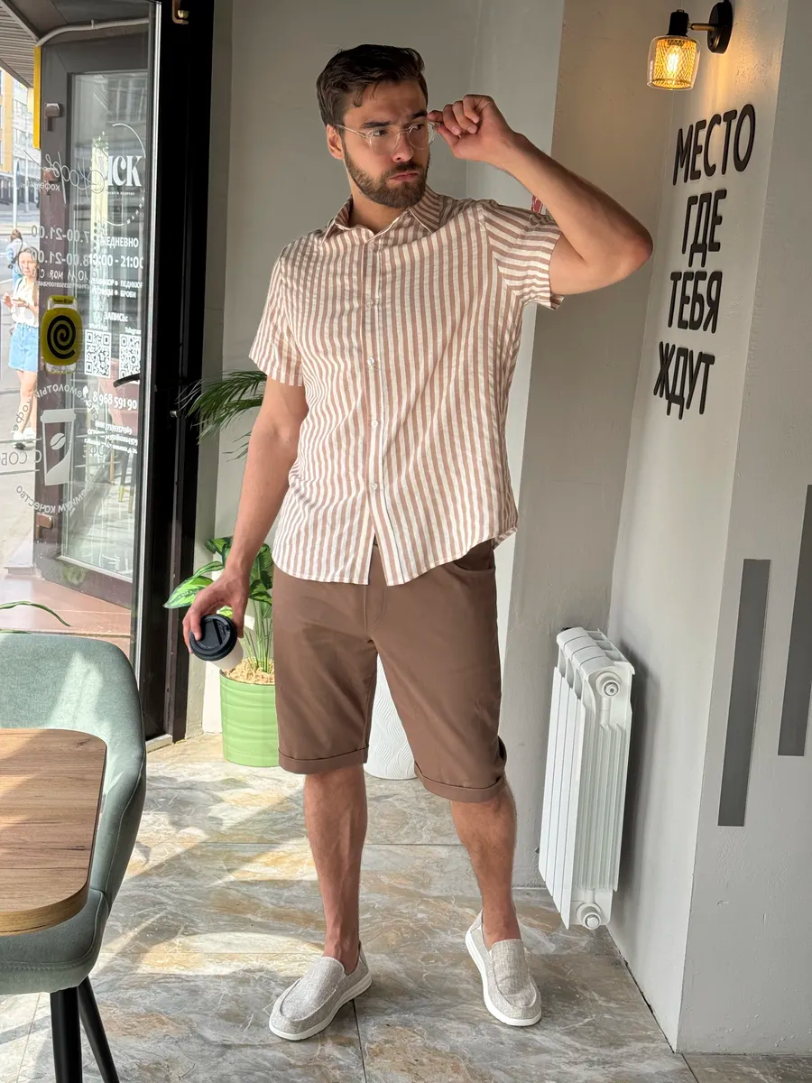 Chemise en lin Beige Cazavero